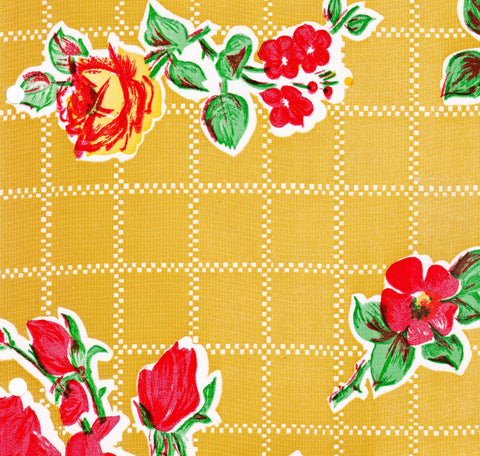 Tan Rose Oilcloth Fabric