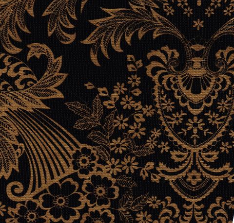Gold on Black Toile Oilcloth Fabric-LIMITED STOCK
