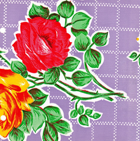 Purple Rose Oilcloth Fabric