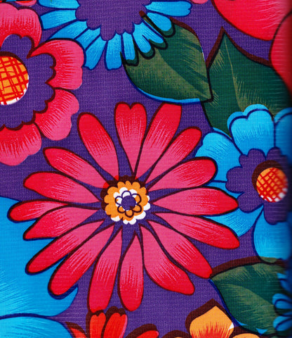Flora on Purple Oilcloth Fabric