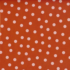 White on Red Polka Dot Oilcloth Fabric