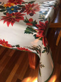 White Vintage Christmas Oilcloth Tablecloths
