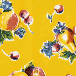 Yellow Pears and Apples Oilcloth Fabric