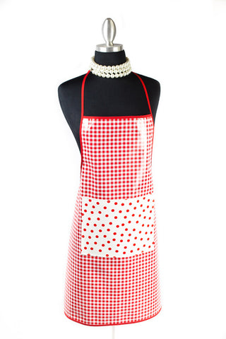 Red Gingham Oilcloth Chef Apron