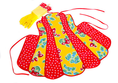 Retro Yellow Strawberry Apron Set