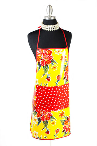 Yellow Hibiscus Oilcloth Chef Apron