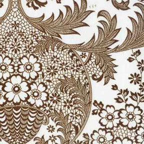 Brown and White Toile Oilcloth Fabric