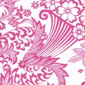 Pink and White Toile Oilcloth Fabric