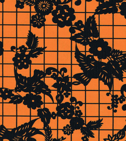 Orange Day of the Dead Oilcloth Fabric