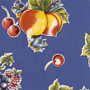 Blue Pears and Apples Oilcloth Fabric