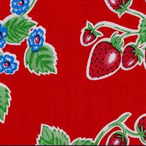 Red Strawberry Oilcloth Fabric