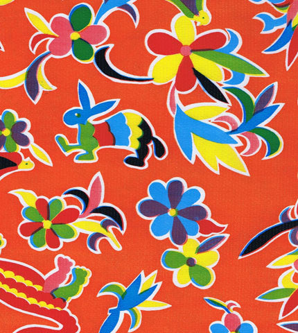 Orange Oaxaca Oilcloth Fabric
