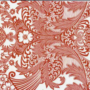 Red and White Toile Oilcloth Fabric