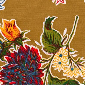 Tan Mum Oilcloth Fabric by the Yard